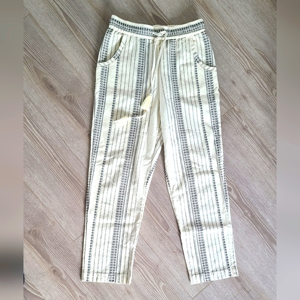 Anthropoligie - Striped Cream and Black Textures Pant